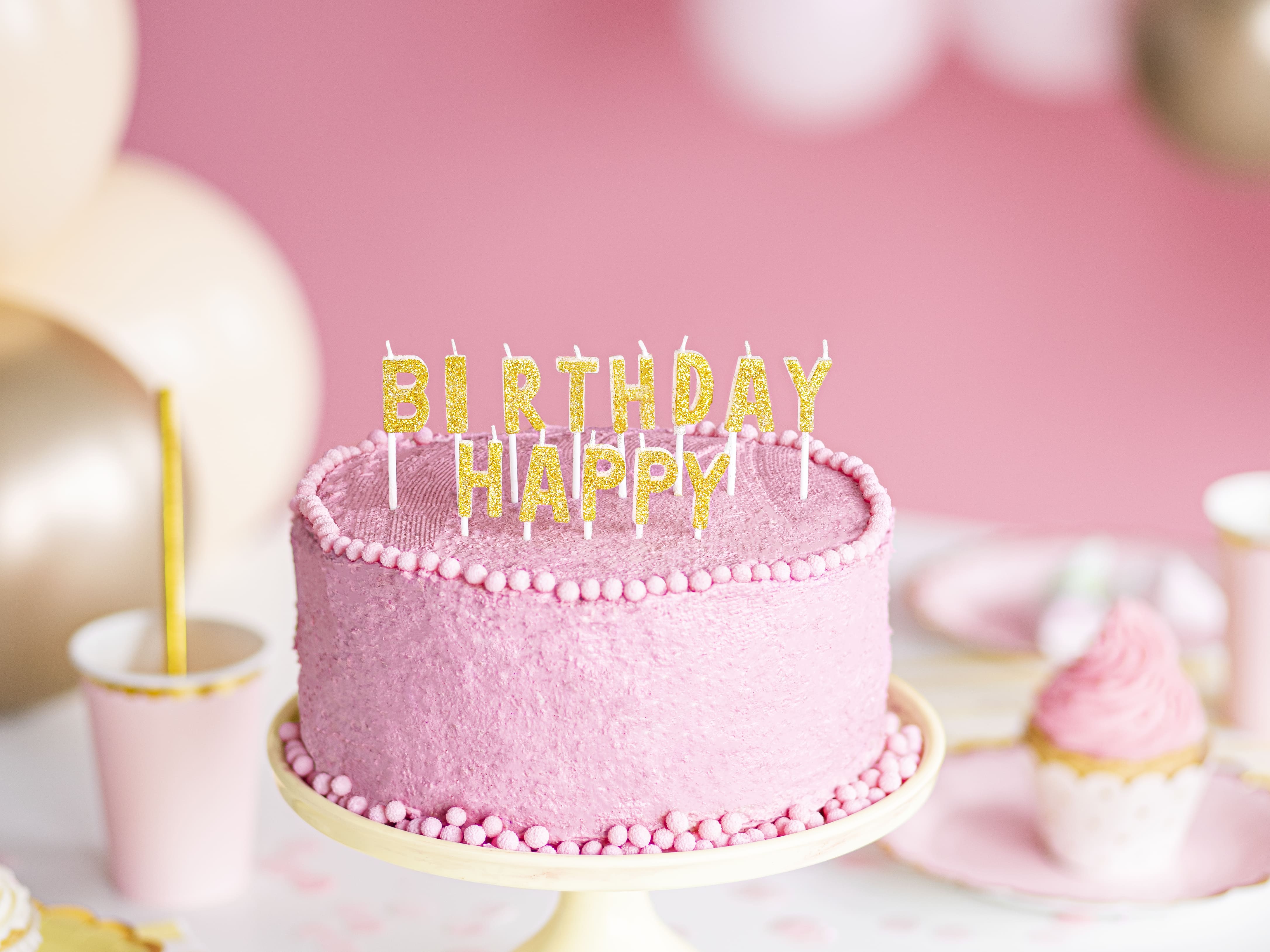 Kerzen - Happy Birthday Gold